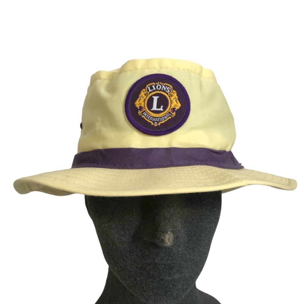 Vintage 70s Yellow Purple Bucket Hat Made in USA